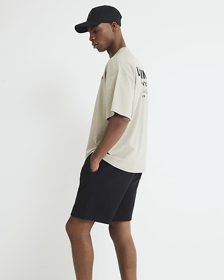 Black Regular Fit Jogger Shorts