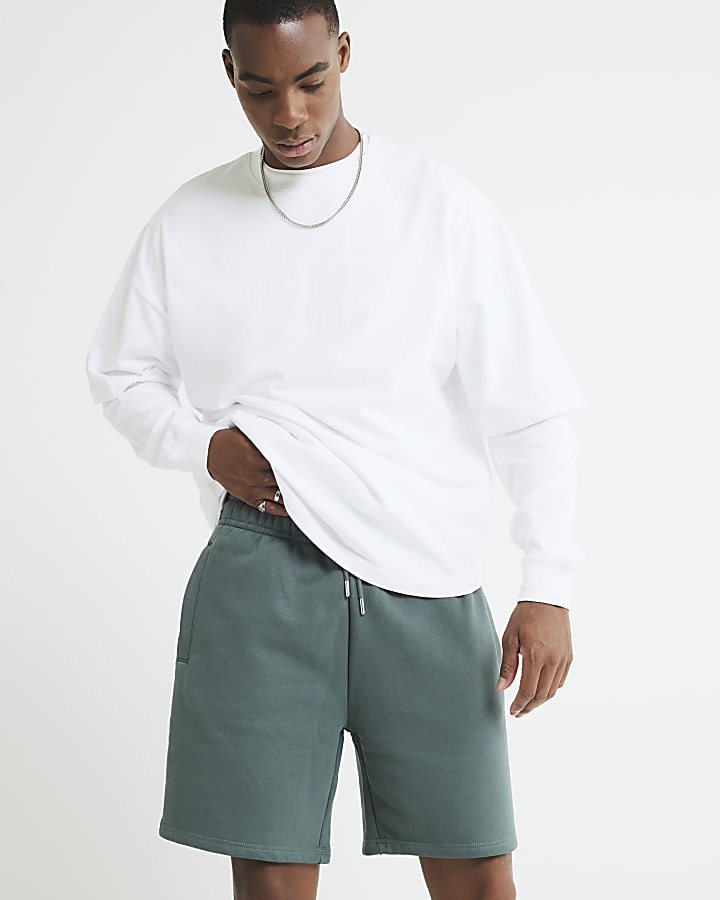 Green Regular Fit Jogger Shorts