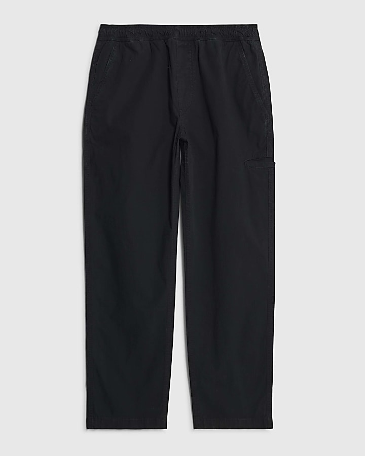 Black Loose Fit Pull On Trousers
