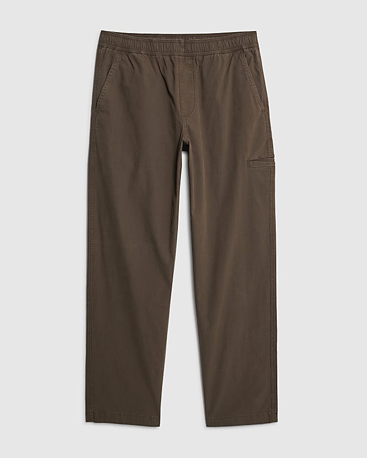 Brown Loose Fit Pull On Trousers