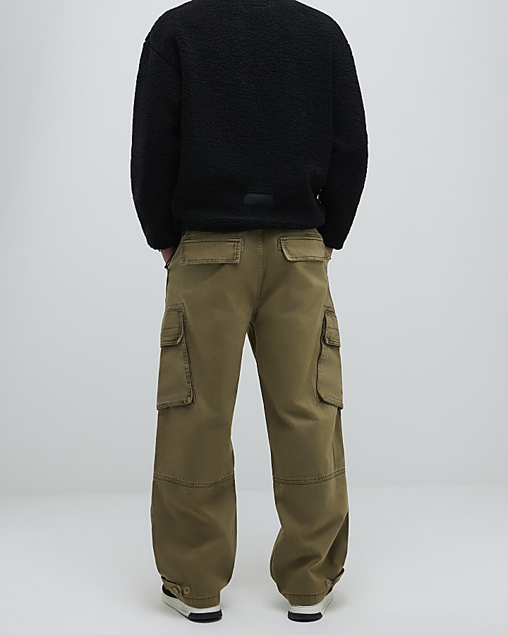 Khaki Super Baggy Cargo Trousers