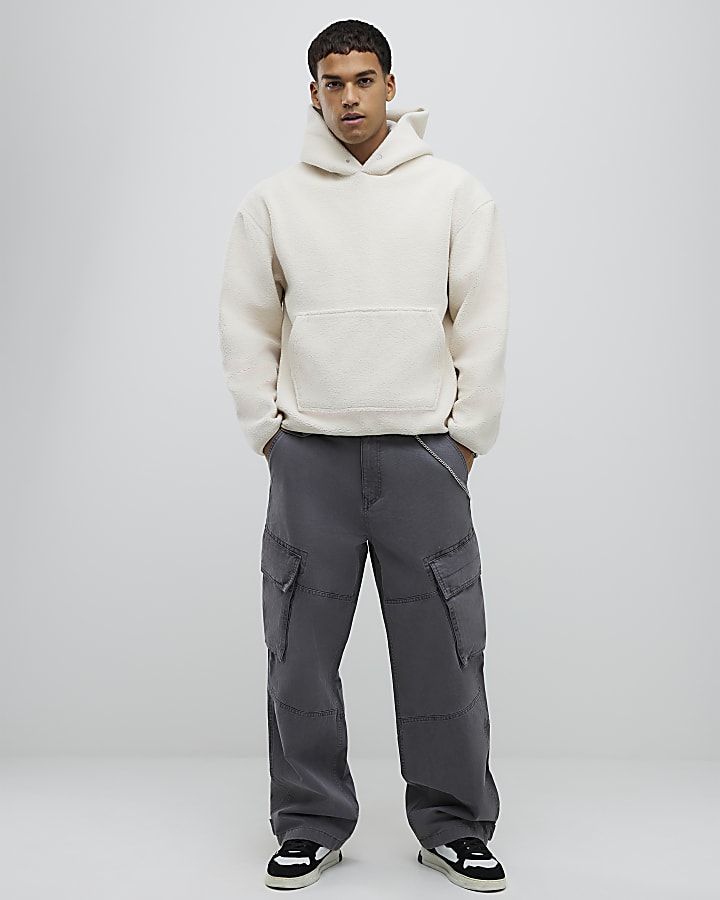 Grey Super Baggy Cargo Trousers