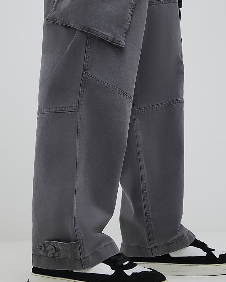 Grey Super Baggy Cargo Trousers