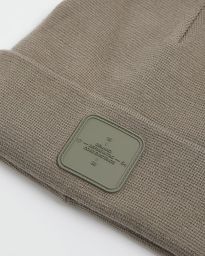 Khaki Badge Beanie Hat