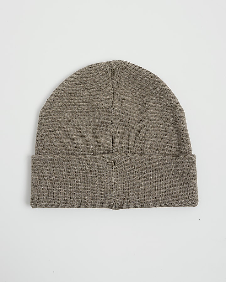 Khaki Badge Beanie Hat