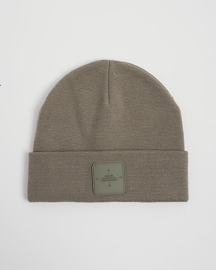 Khaki Badge Beanie Hat