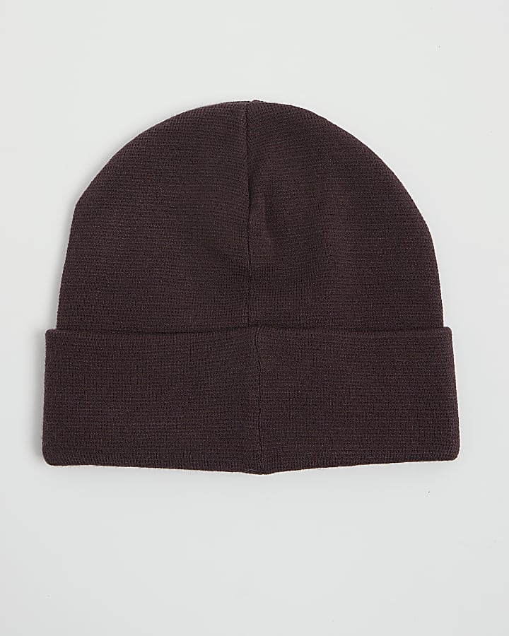 Brown Badge Beanie Hat