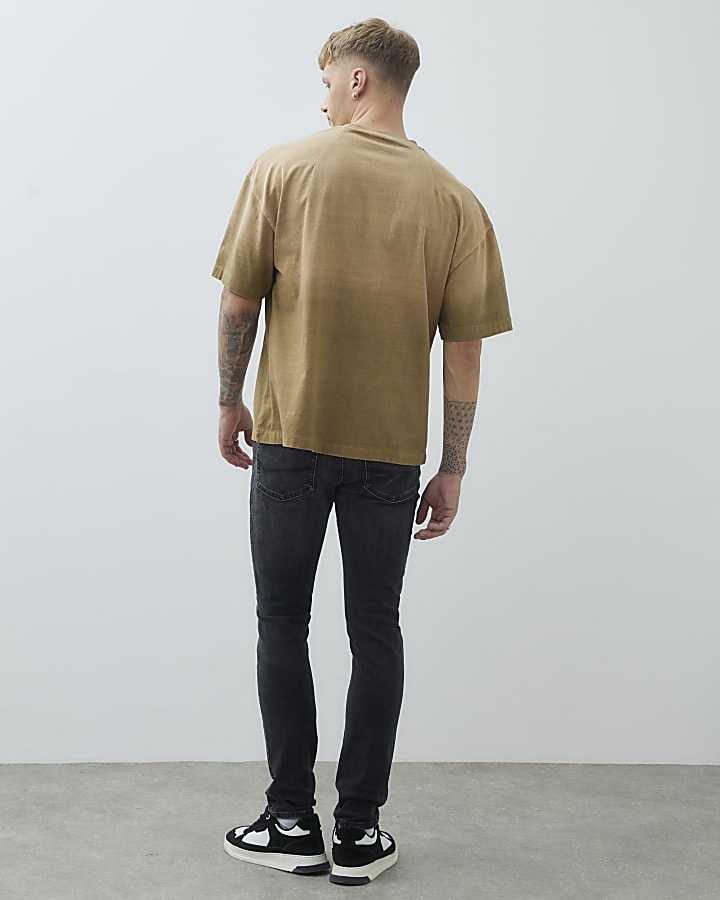 Black Skinny Fit Washed Jeans