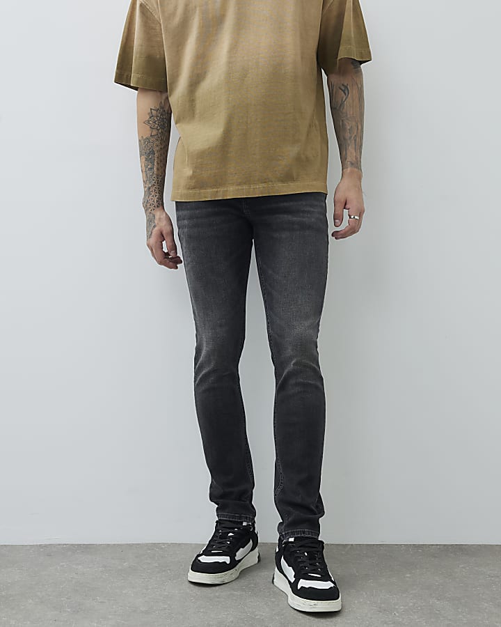 Black Skinny Fit Washed Jeans
