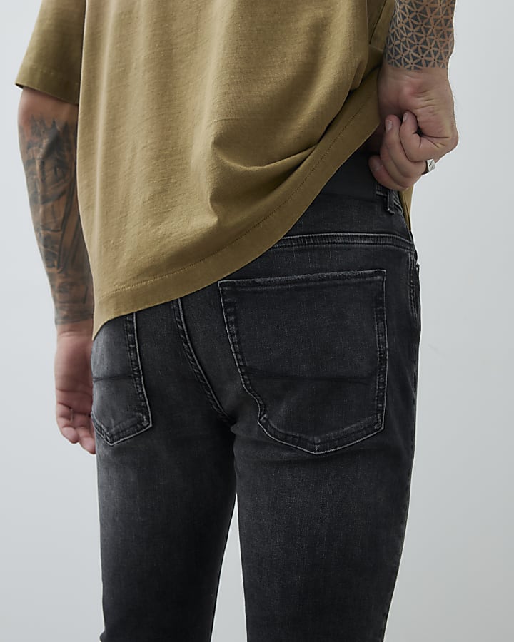 Black Skinny Fit Washed Jeans