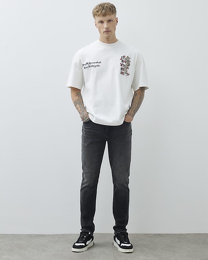 Black Slim Fit Washed Jeans
