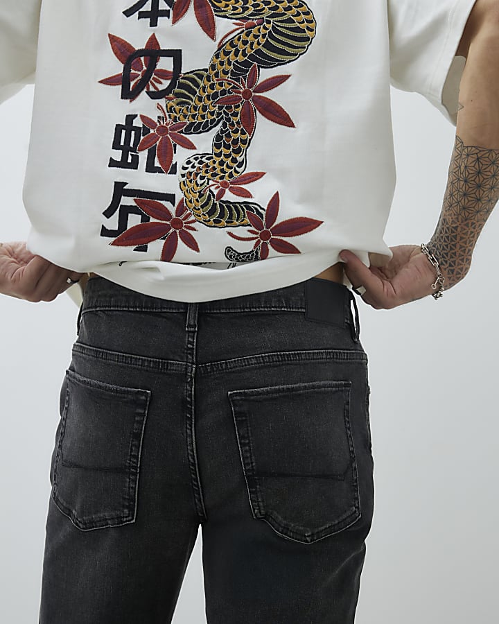 Black Slim Fit Washed Jeans