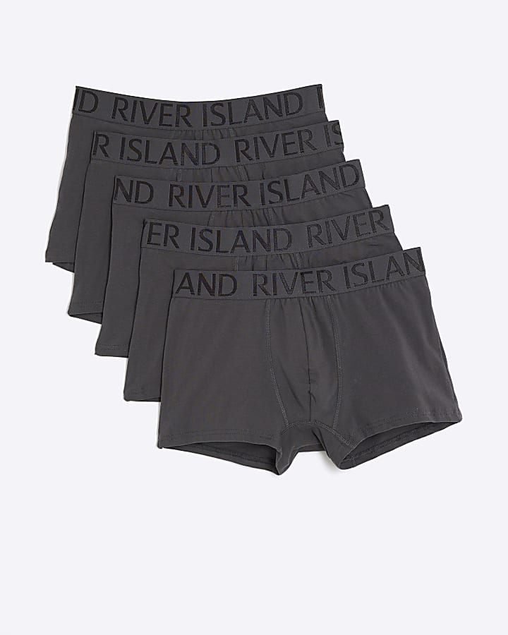 Grey RI Jacquard Waistband Pack Of 5 Trunks