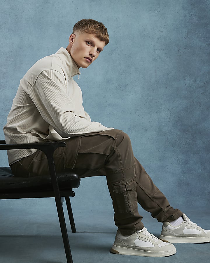 Brown Skinny Fit Cargo Trousers