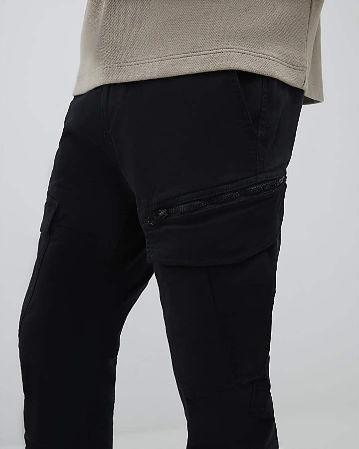 Black Skinny Fit Cargo Trousers