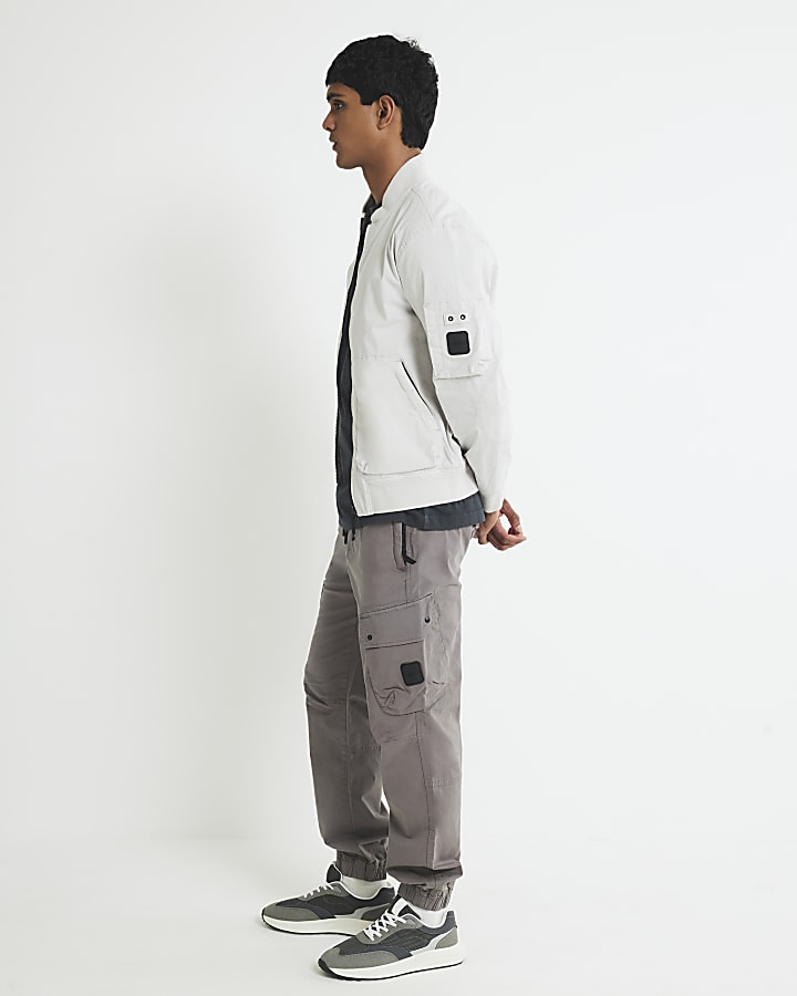 Grey Regular Fit Cargo Trousers