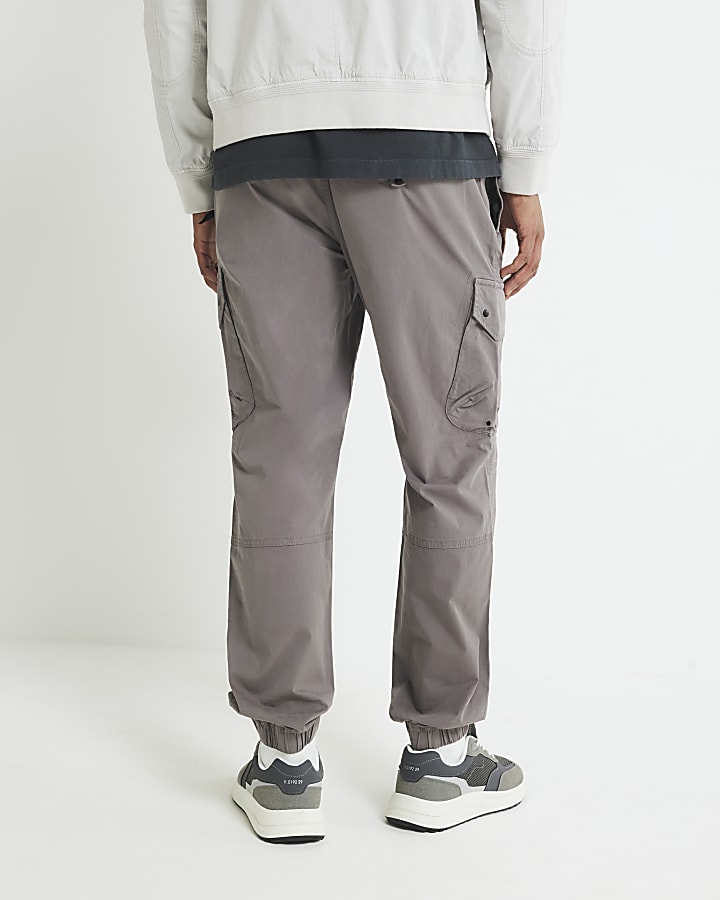 Grey Regular Fit Cargo Trousers