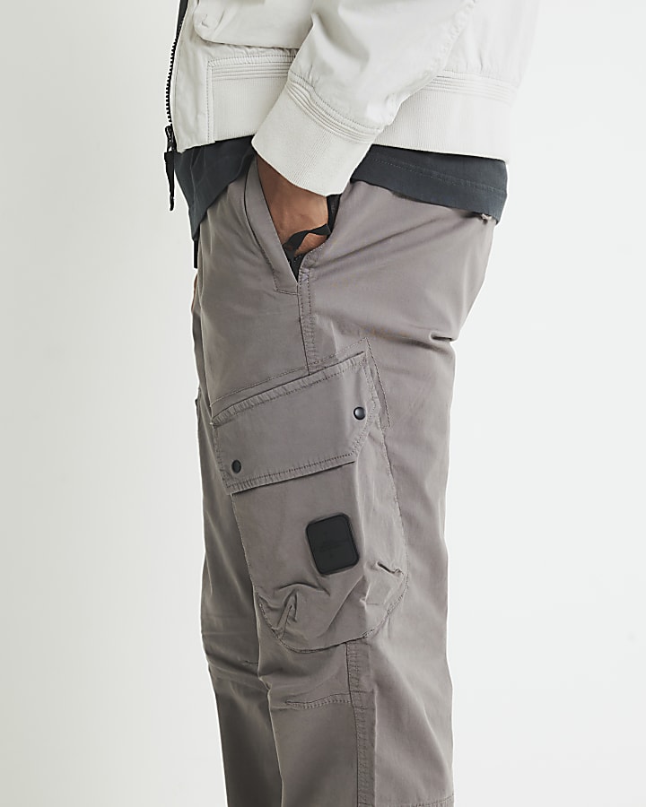 Grey Regular Fit Cargo Trousers