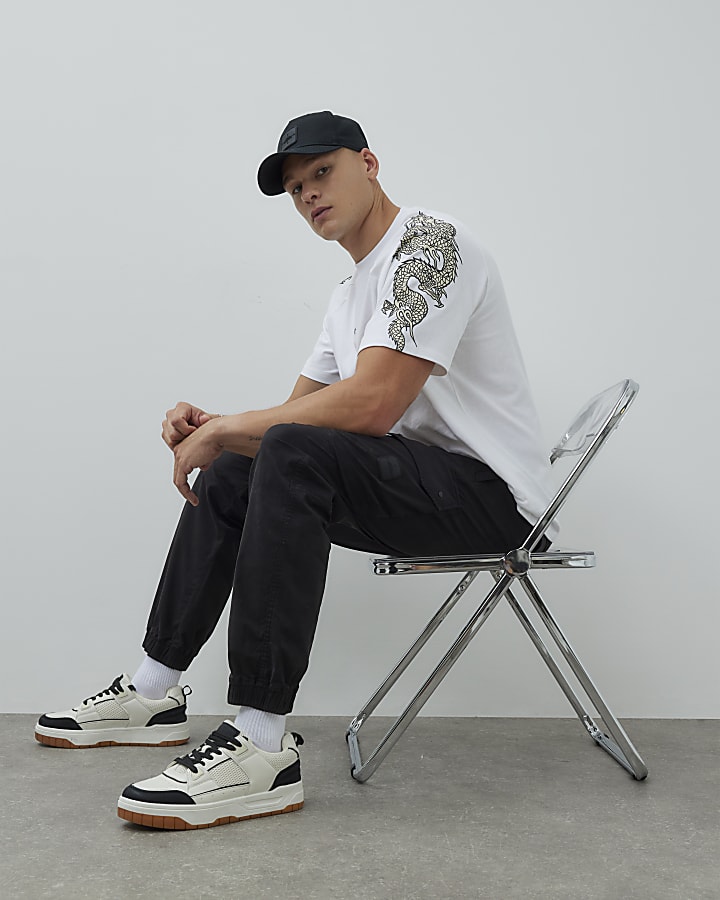 Black Regular Fit Cargo Trousers