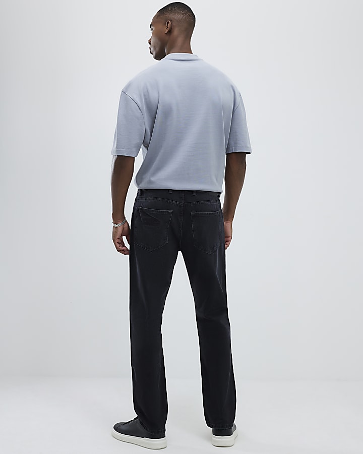 Black Washed Straight Leg Jeans