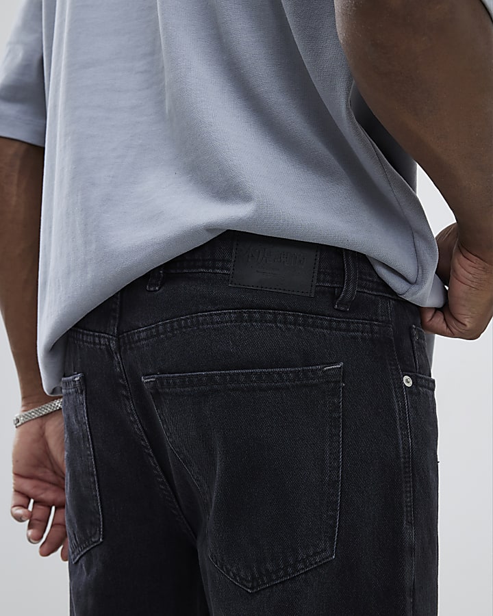 Black Washed Straight Leg Jeans