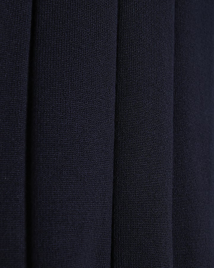 Navy Muscle Fit Ribbed Polo Shirt