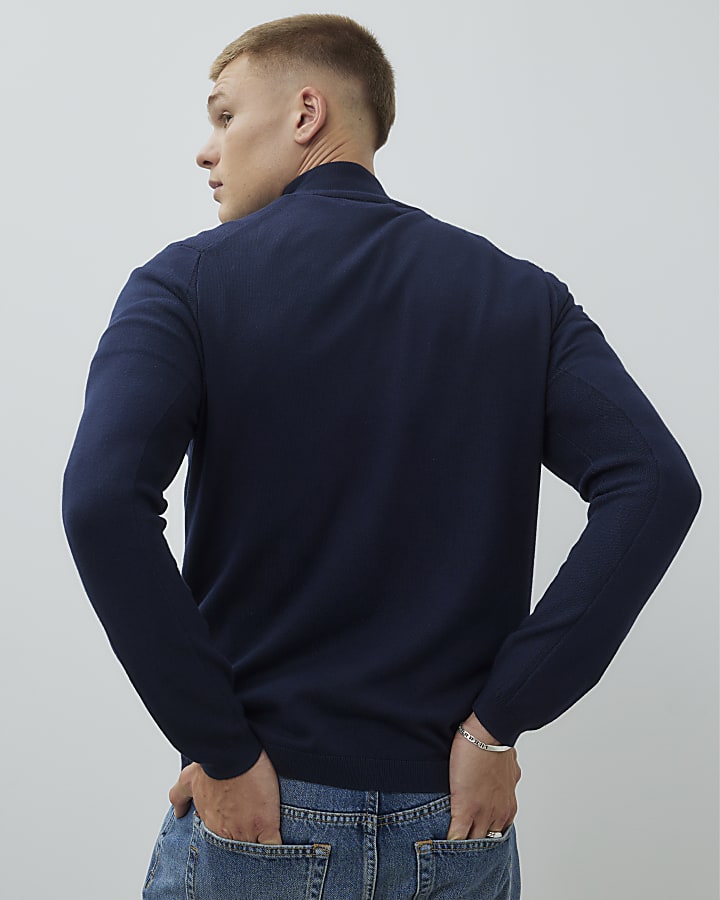 Navy Long Sleeve Half Zip Jumper