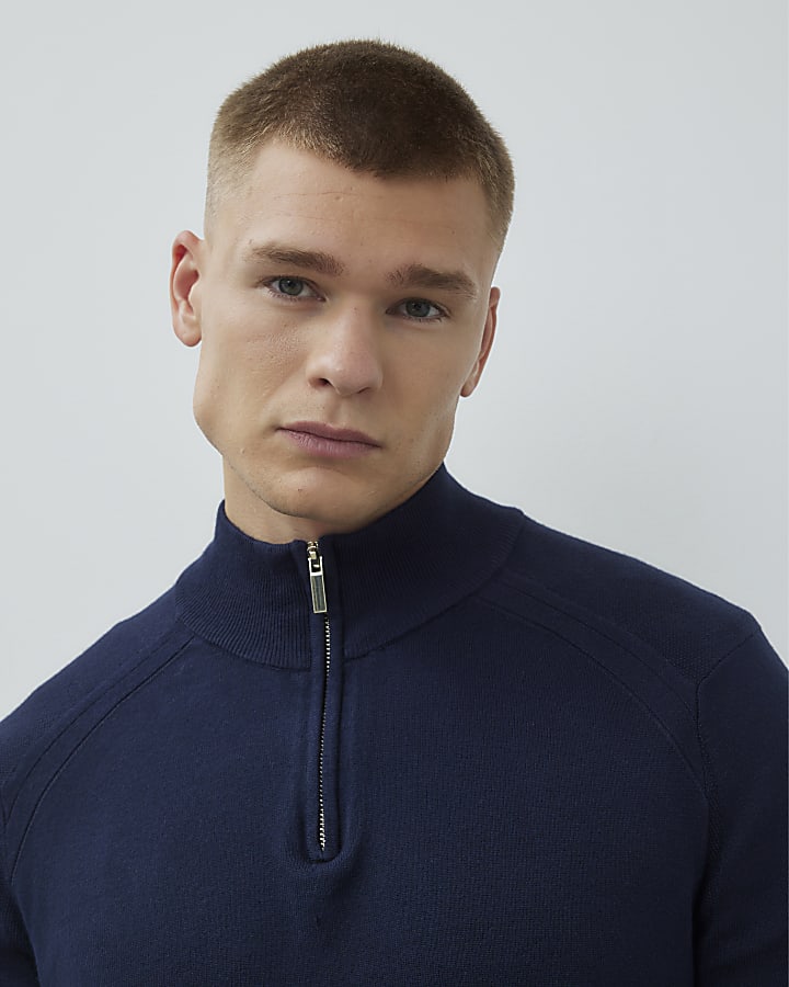 Navy Long Sleeve Half Zip Jumper