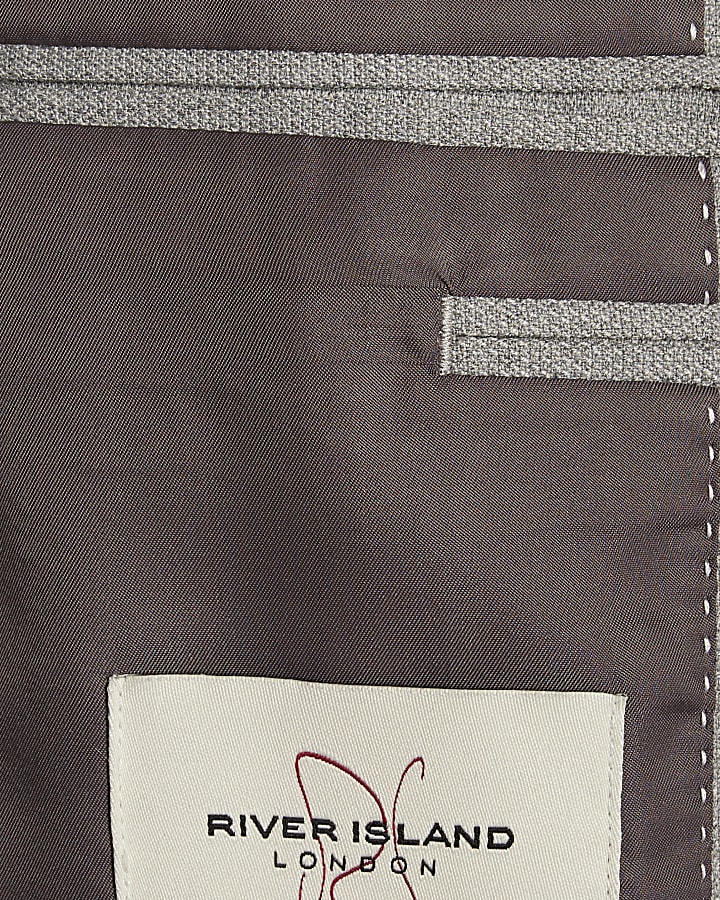 Grey Slim Fit Textured Suit Jacket