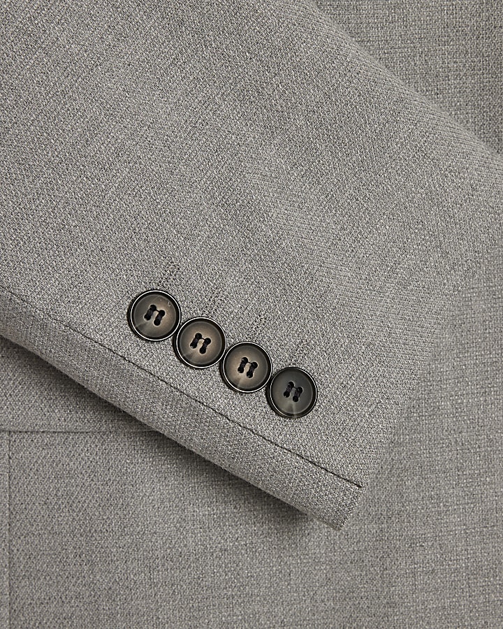 Grey Slim Fit Textured Suit Jacket
