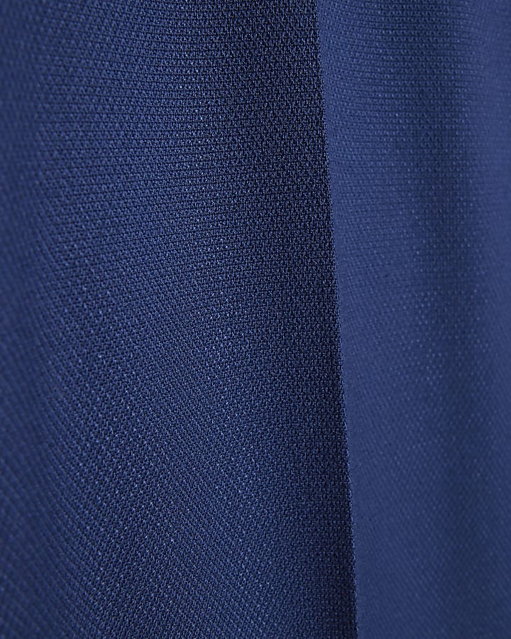 Blue Slim Fit Textured Suit Trousers