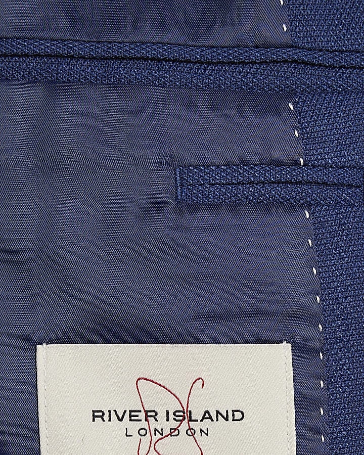 Blue Slim Fit Textured Suit Jacket