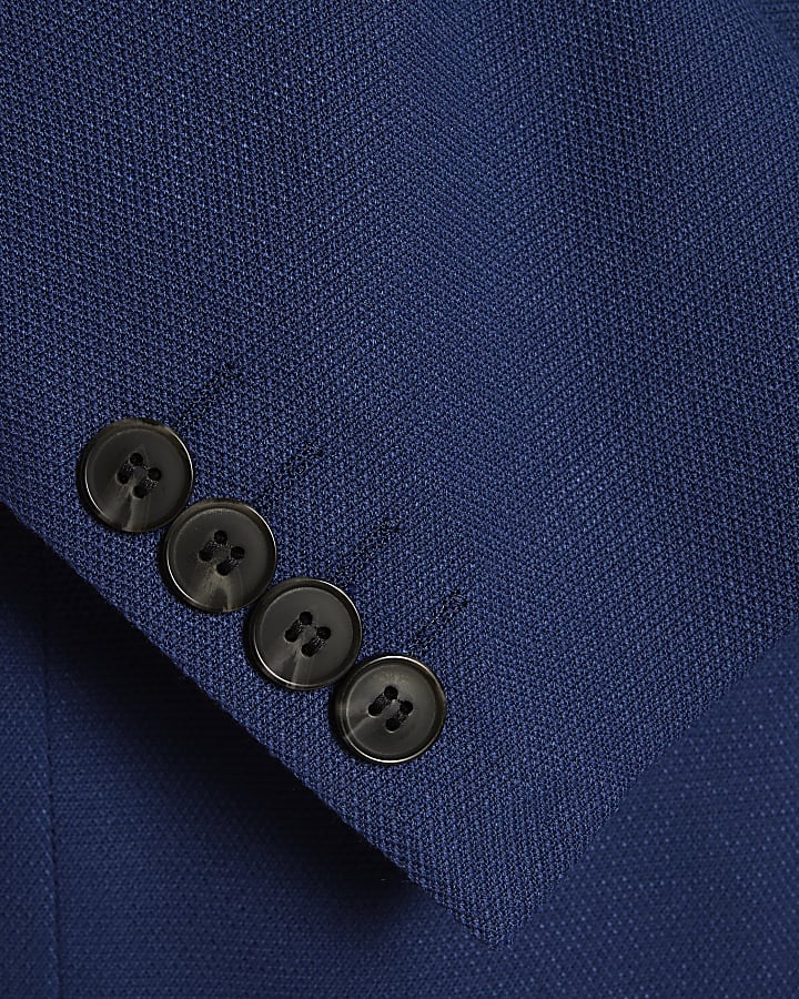 Blue Slim Fit Textured Suit Jacket