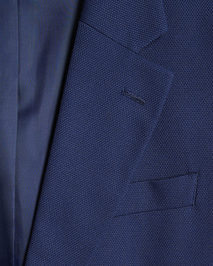 Blue Slim Fit Textured Suit Jacket