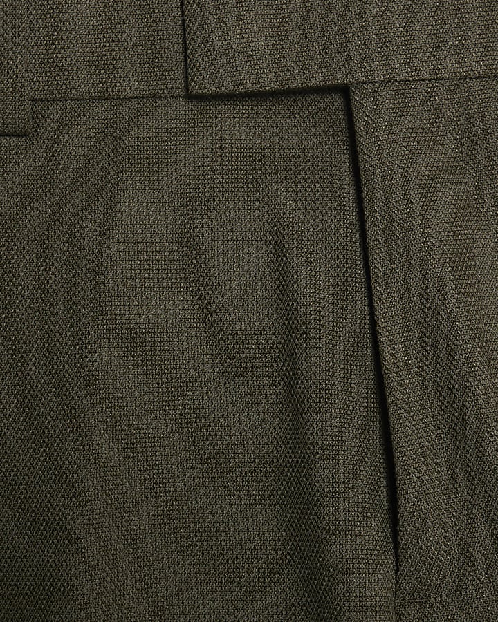 Green Slim Fit Textured Suit Trousers