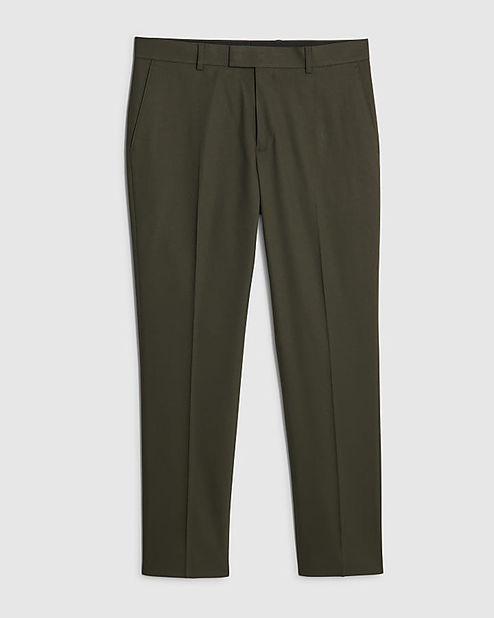 Green Slim Fit Textured Suit Trousers