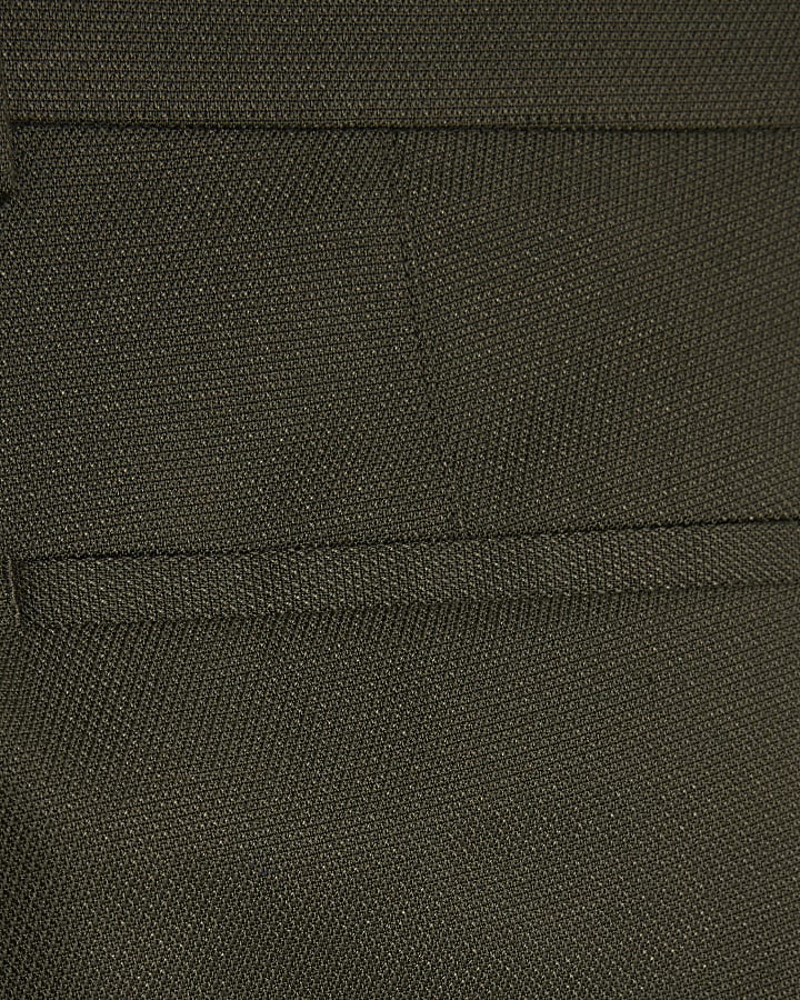 Green Slim Fit Textured Suit Trousers