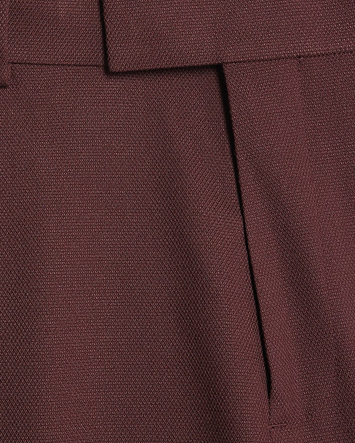 Red Slim Fit Texture Suit Trousers