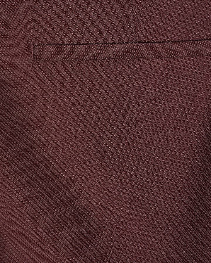 Red Slim Fit Texture Suit Trousers