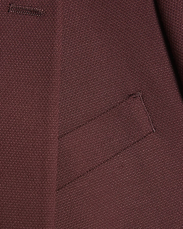 Red Slim Fit Textured Suit Jacket