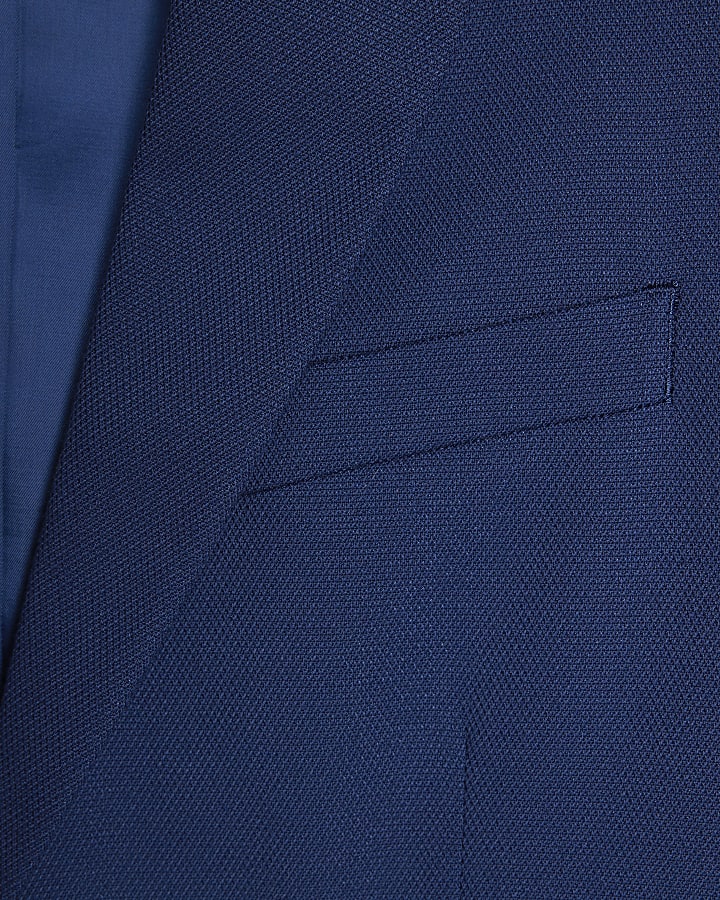 Blue Skinny Fit Textured Suit Jacket