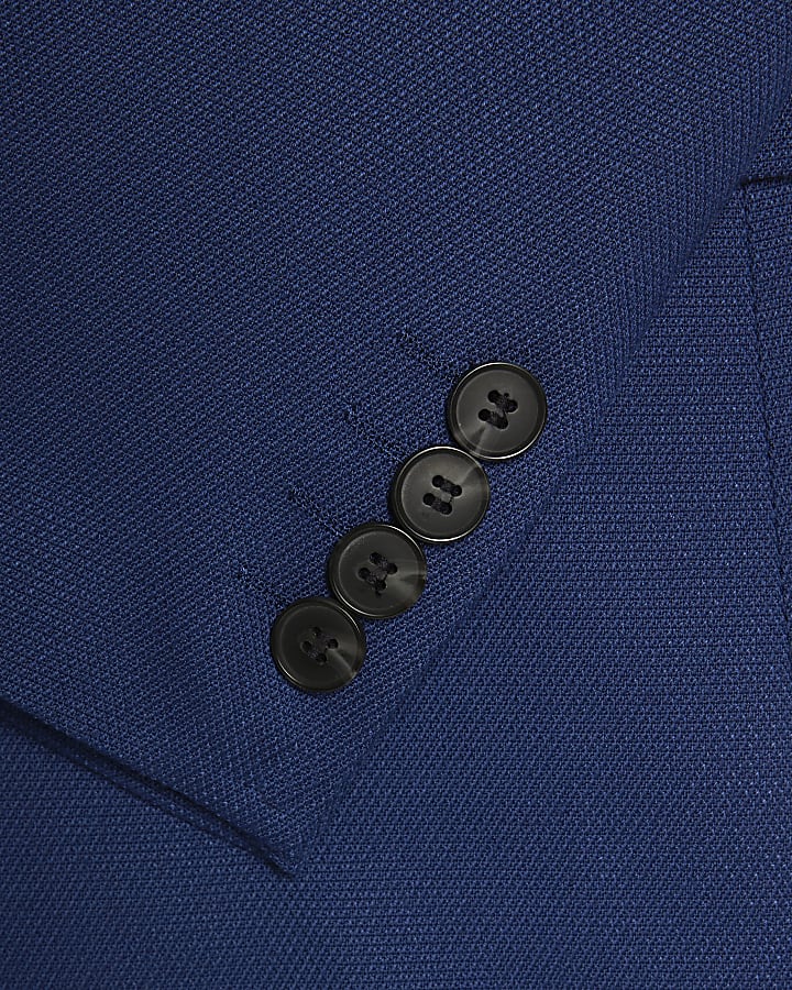 Blue Skinny Fit Textured Suit Jacket