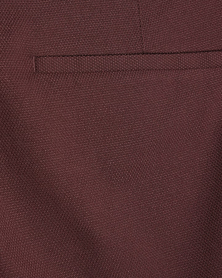Red Skinny Fit Textured Suit Trousers