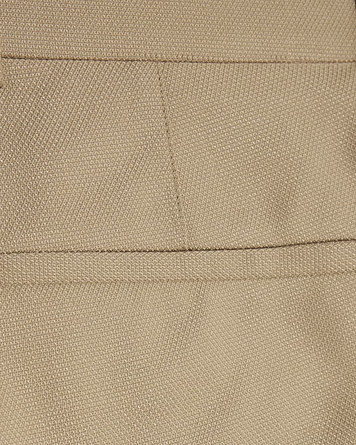 Stone Skinny Fit Textured Suit Trousers