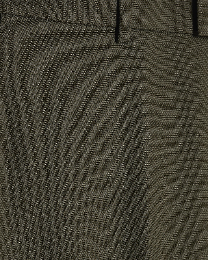 Green Skinny Fit Textured Suit Trousers