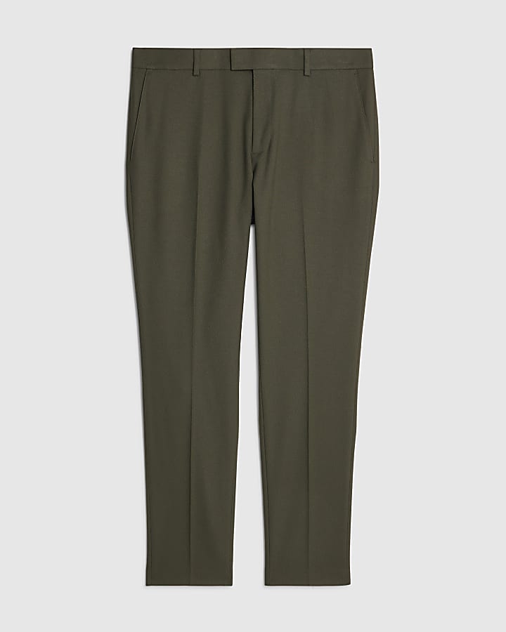Green Skinny Fit Textured Suit Trousers
