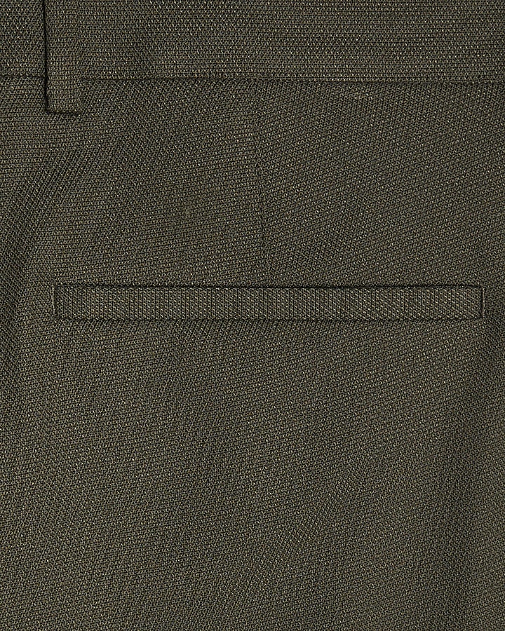 Green Skinny Fit Textured Suit Trousers