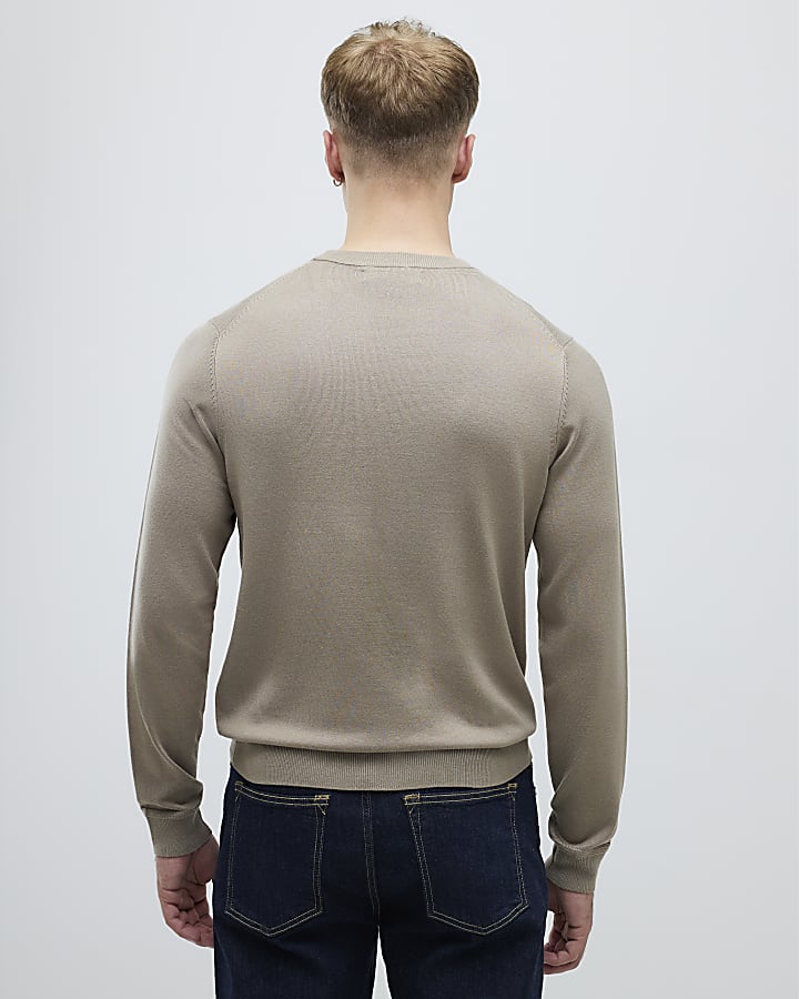 Beige Slim Fit Jumper