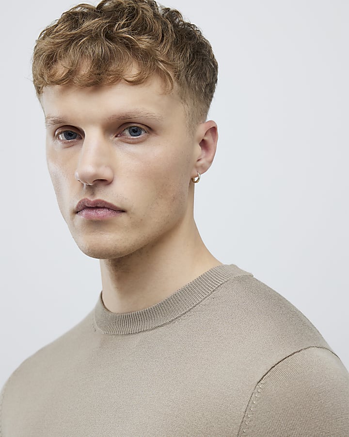 Beige Slim Fit Jumper