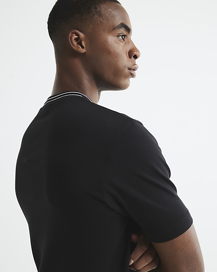 Black Slim Fit Les Amis Ringer T-Shirt